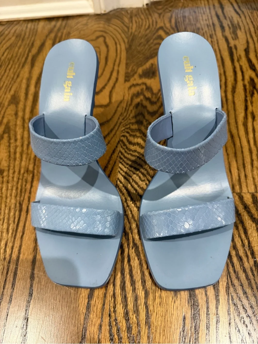 cult gaia Powder Blue Chain-Link Sculpted-Heel Sandals